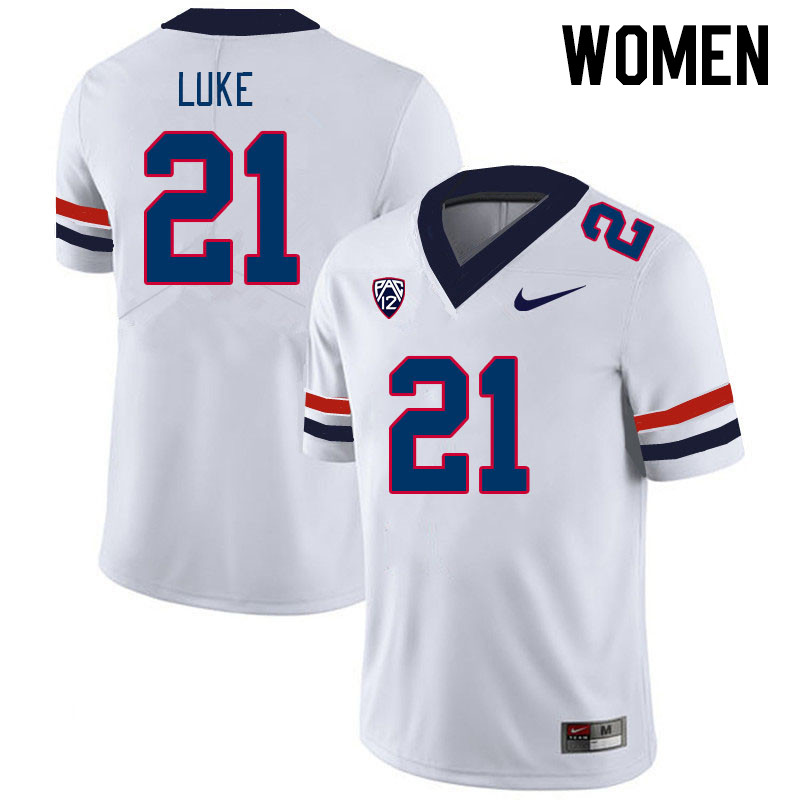 Women #21 Rayshon Luke Arizona Wildcats College Football Jerseys Stitched-White - Click Image to Close